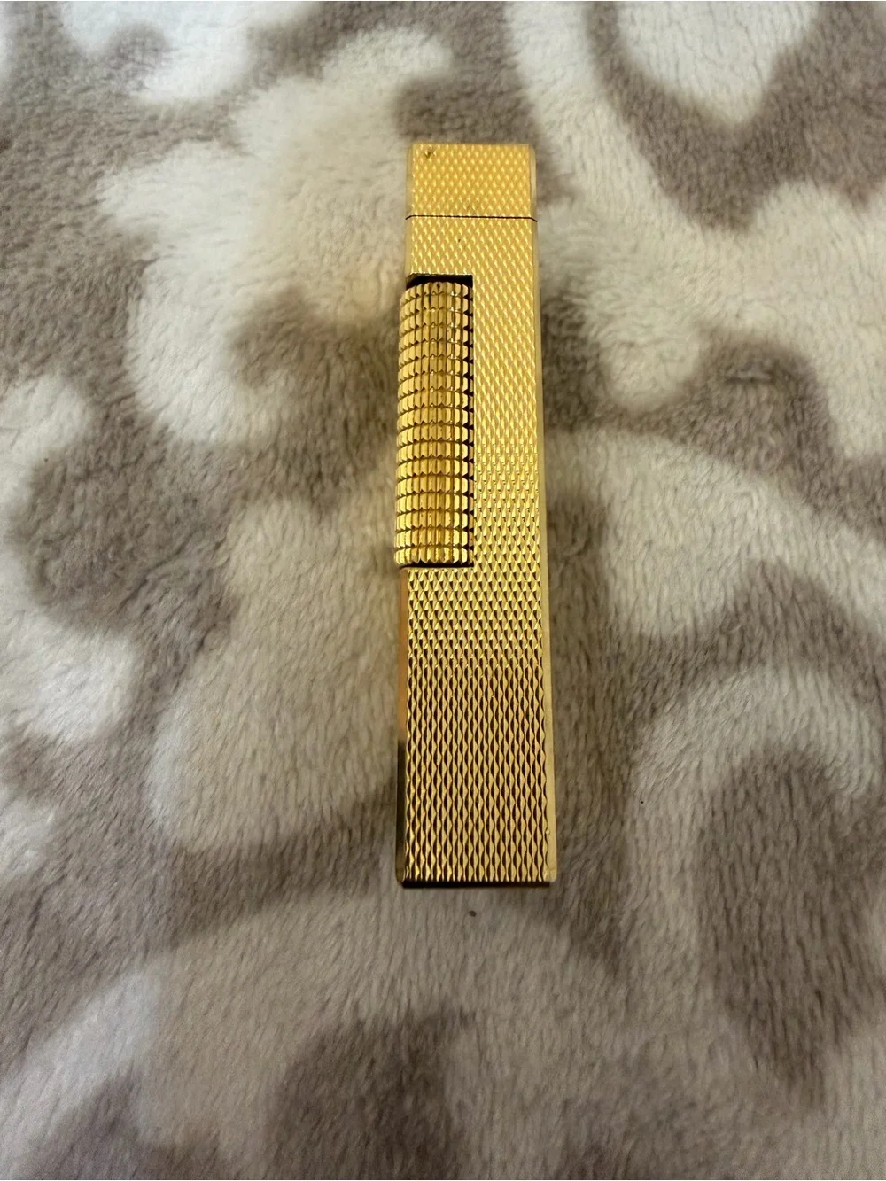 Vintage Dunhill Rollagas Gold Plated Lighter - Barley Pattern - Swiss Made